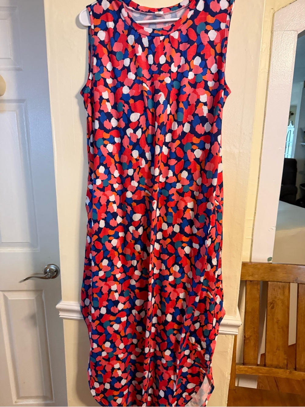 Sleeveless Multicolor Abstract Print Maxi Dress